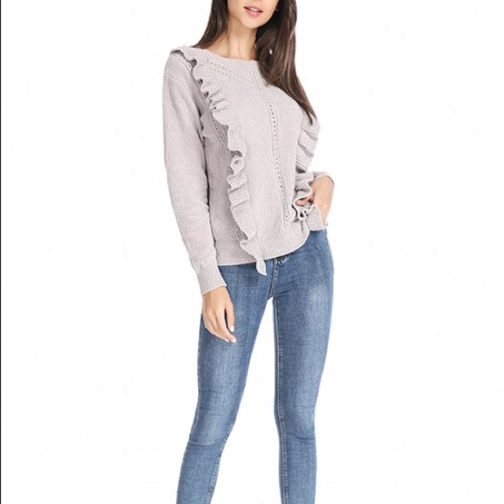 Chenille Ruffle Detail Sweater - Picture 6 of 6